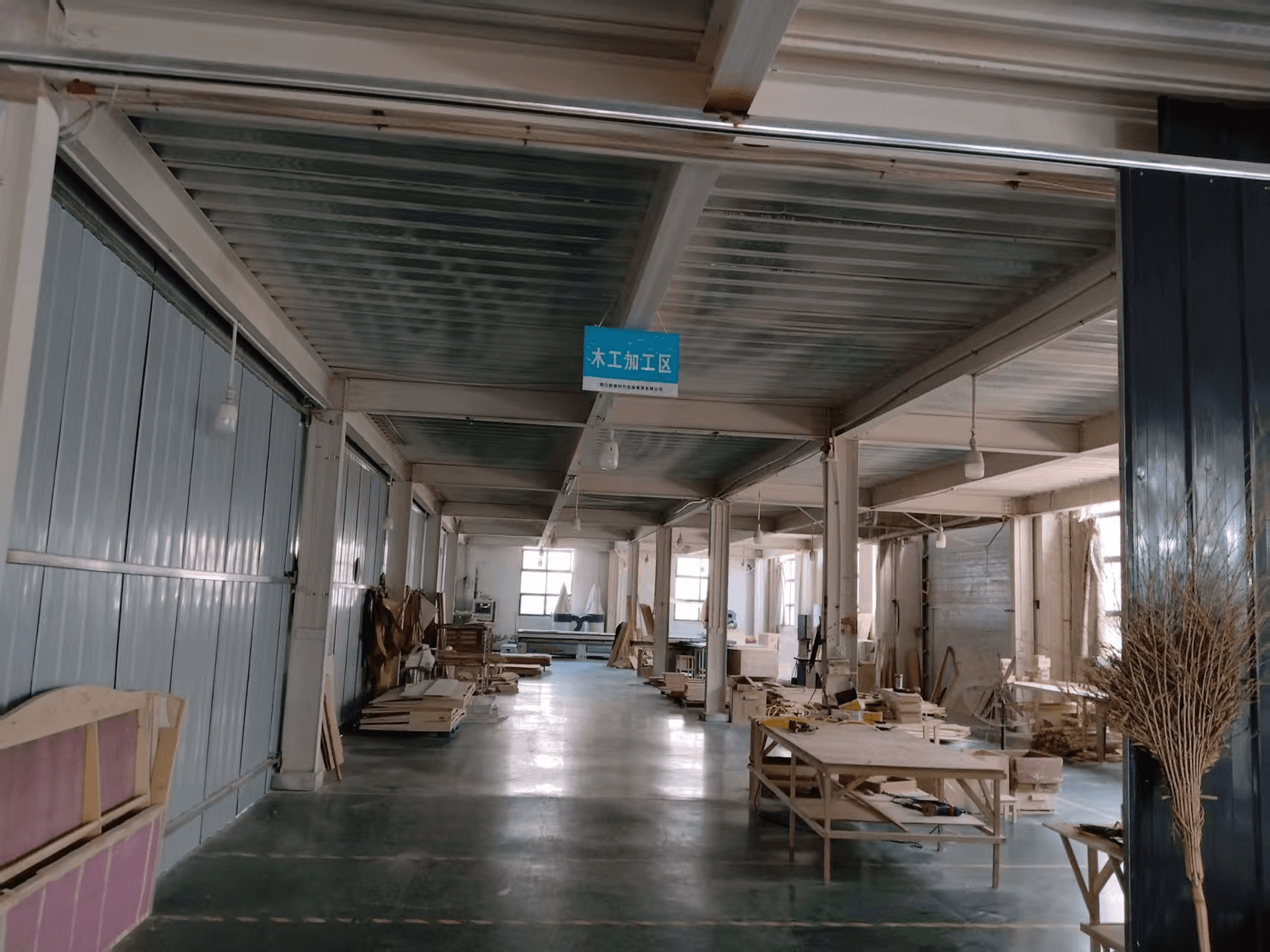 Woodworking area inside the upholstered furniture workshop